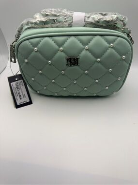Badgley Mischka Quilted Pearl Mint Green Crossbody Bag